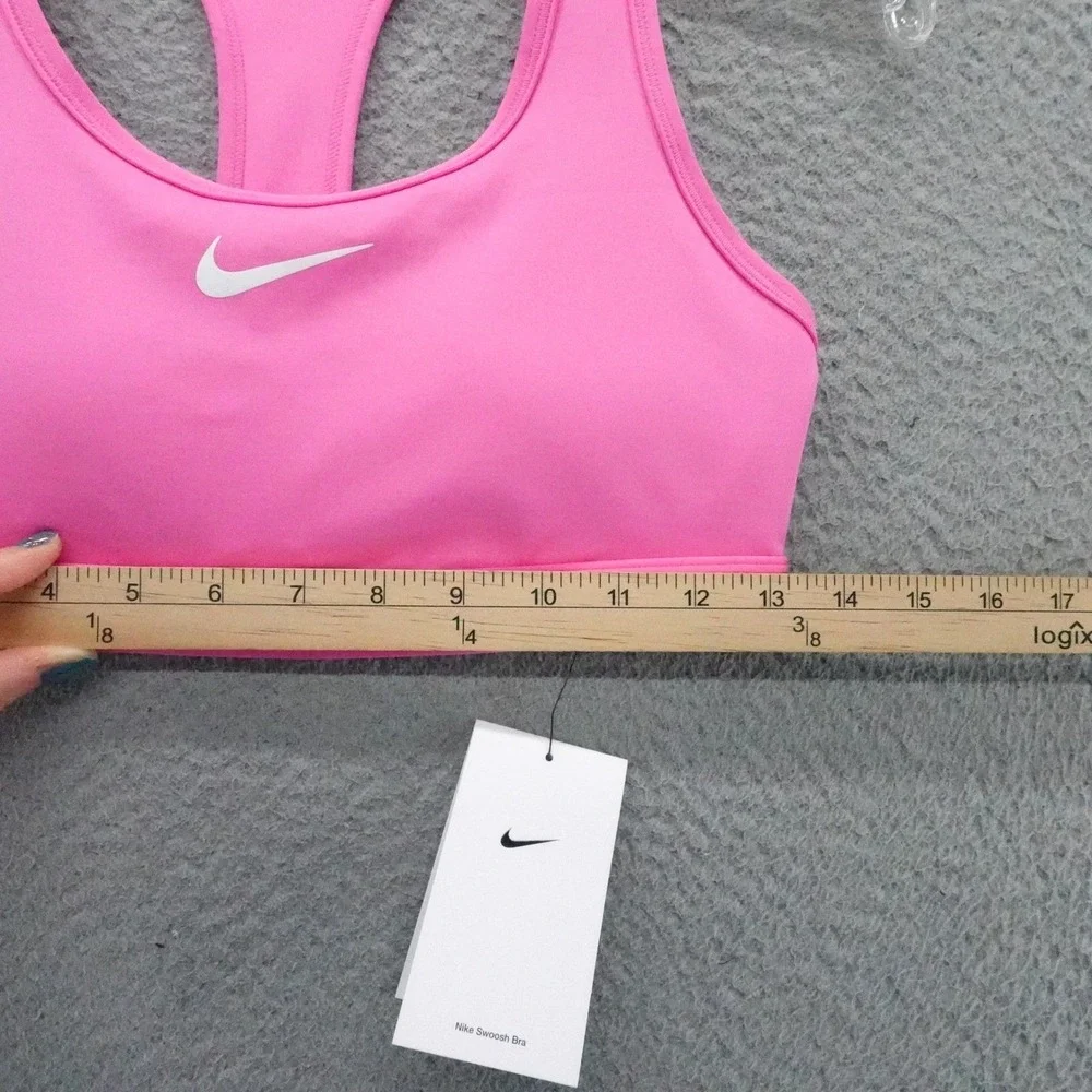 Nike Womens Swoosh Dri FIT Racerback Sports Bra Small Pink NEW